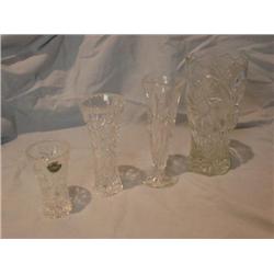 4 crystal vases