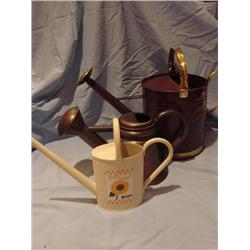 3 metal watering cans