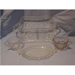 Etched glass serving set
