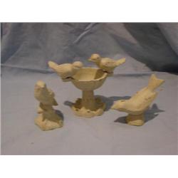 Cast iron bird bath miniture w/birds