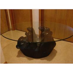 Black bear coffee table w/glass top