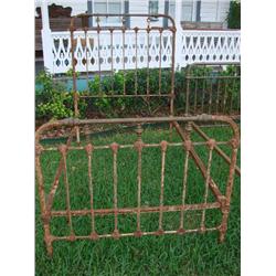 Heavy cast iron high back bed w/rails