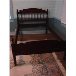 Walnut full size spindle back bed