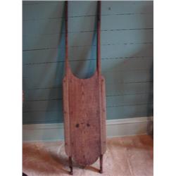 Old oak sled w/metal on runners