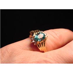 Blue Zircon ring w/diamond accents