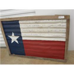 Tin Painted Texas flag, framed.