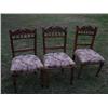Image 1 : 3 tapestry wood carved chairs