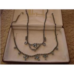 2 blue rhinestone necklaces
