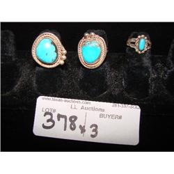 3 turquoise rings