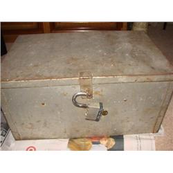 Large metal strong box w/lock and key