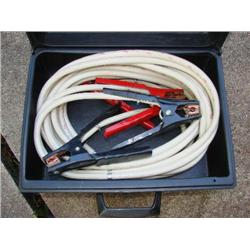 Jumper cables in plastic carry case.