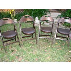 4 old wood folding chairs