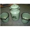 Image 1 : 3 pieces of green enamelware