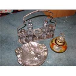 Ink well, cruet set, perfume decanter