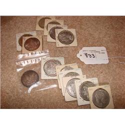 13 mixed date Morgan dollars in 2x2's