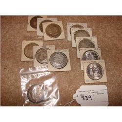 12 mixed date Morgan dollars in 2 x 2's