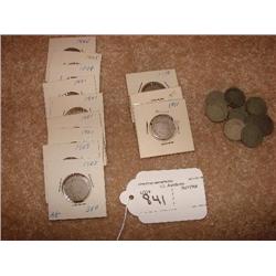 21 circulated "V" nickels