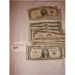 Currency-silver certif's, 2 $'s & 5 $'s.