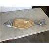 Image 1 : METAL AND WOOD FISH SERVING DISH