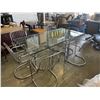 Image 2 : GLASS TOP DINING TABLE AND 6 CHROME CHAIRS