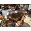 Image 2 : MAHOGANY FINISH HIGHLY CARVED DINING TABLE WITH 6 CHAIRS