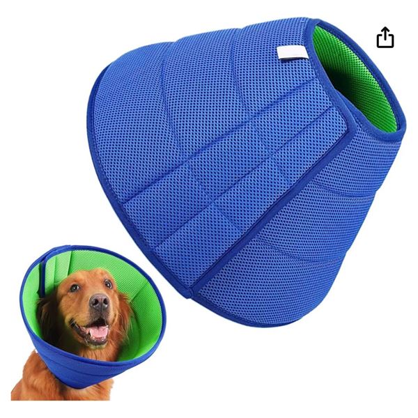 SOFT INFLATABLE DOG CONE AFTER SURGERY WITH ENHANCE ANTI LICKING BAFFLE NEW