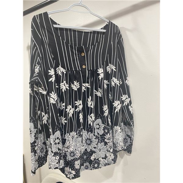 WOMENS PLUS SIZE TOPS LONG SLEEVE TUNIC CREW NECK CASUAL LOOSE SHIRT WITH WHITE ORCHID XXL NEW