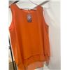 Image 1 : WOMENS CASUAL SUMMER CHIFFON SLEEVELESS BLOUSE TOPS LOOSE FLOWY DRESSY ORANGE SIZE XXL NEW