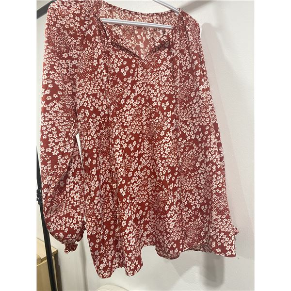 WOMENS LONG SHIRT ADJUSTABLE SLEEVE FLORAL SHIRT XXL NEW
