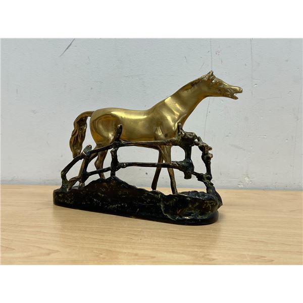 Vintage Signed Brass / Metal Horse Sculpture - Approx: 8.5"W 6.5"T