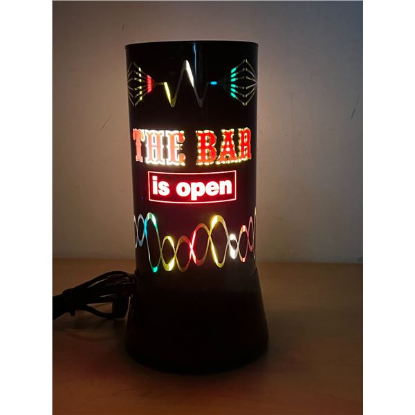 Retro "The Bar is Open" Spinning Motion Lamp - Works Approx: 12.25"T