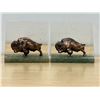 Image 1 : Pair Heavy Acrylic Bison Bookends - Approx: 5x3"