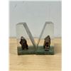Image 5 : Pair Heavy Acrylic Bison Bookends - Approx: 5x3"