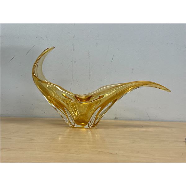 Chalet Signed "Chantili Canada" Art Glass Centerpiece - Approx: 16"W 9.5"T