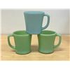 Image 1 : Vintage Fire King Jadite & Turquoise Mugs - No chips but show use as pictured.