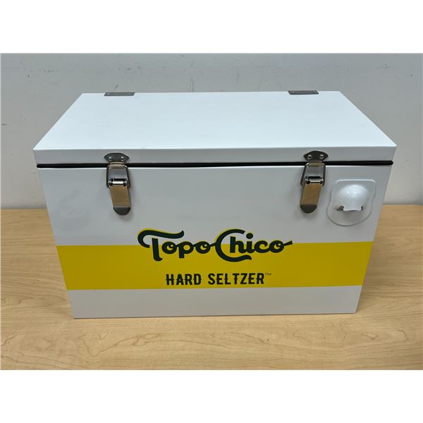 Retro Topo Chico Hard Seltzer Metal Cooler - Approx: 17.75x10" & 11.25"T