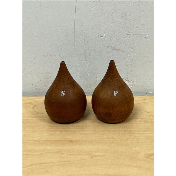 Mid Century Wooden Salt & Pepper Shakers 3"