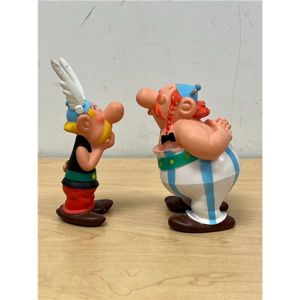 Vintage 60s Asterix & Obelix Rubber Toy Figures - Tallest 6.75" - see photos