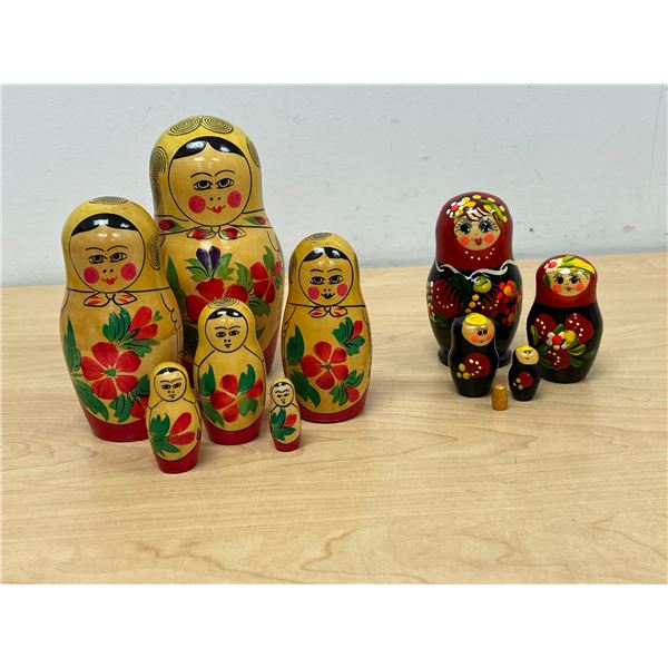 Nice Painted Wooden Russian Matryoshka Nesting Dolls - Tallest 5.75"
