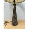 Image 3 : Mid Century Ceramic Textured Lamp With Fiberglass shade - Approx: 31"T 16"W - works, old cord