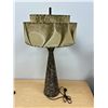 Image 5 : Mid Century Ceramic Textured Lamp With Fiberglass shade - Approx: 31"T 16"W - works, old cord