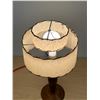 Image 2 : Mid Century Wooden Table Lamp With Fiberglass shade - smaller Approx: 16"T 8"W - works