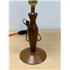 Image 5 : Mid Century Wooden Table Lamp With Fiberglass shade - smaller Approx: 16"T 8"W - works