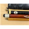 Image 4 : 2 Pool Cues (one has detailed Inlay) & One soft Case - see all photos