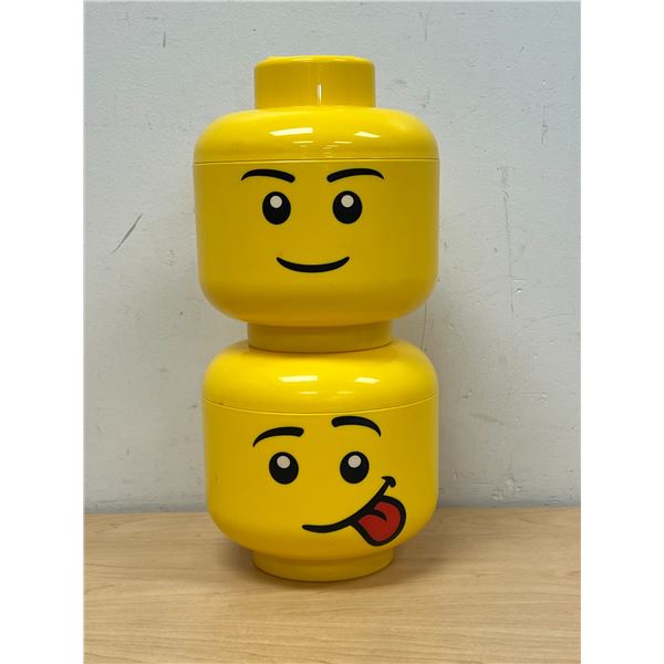 2 Stacking Lego Storage Containers - Smaller Approx: 7.25"T 6.25"W