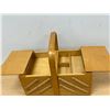 Image 3 : Vintage West German Wooden Accordion Style Sewing Kit / Organizer Approx: 12x7.25"T & 10.25"T