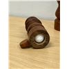Image 2 : Mid Century Wooden Salt & Pepper Grinders - Interesting Style - see photos 4.5"