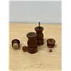 Image 6 : Mid Century Wooden Salt & Pepper Grinders - Interesting Style - see photos 4.5"