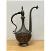 Image 1 : Large Vintage Etched Copper Teapot Carafe - Very Detailed 17"T Possibly Middle Eastern