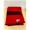 Image 1 : Vintage Red With Black Stripe Ottawa Valley Wool Blanket - nice Approx: 66x82"